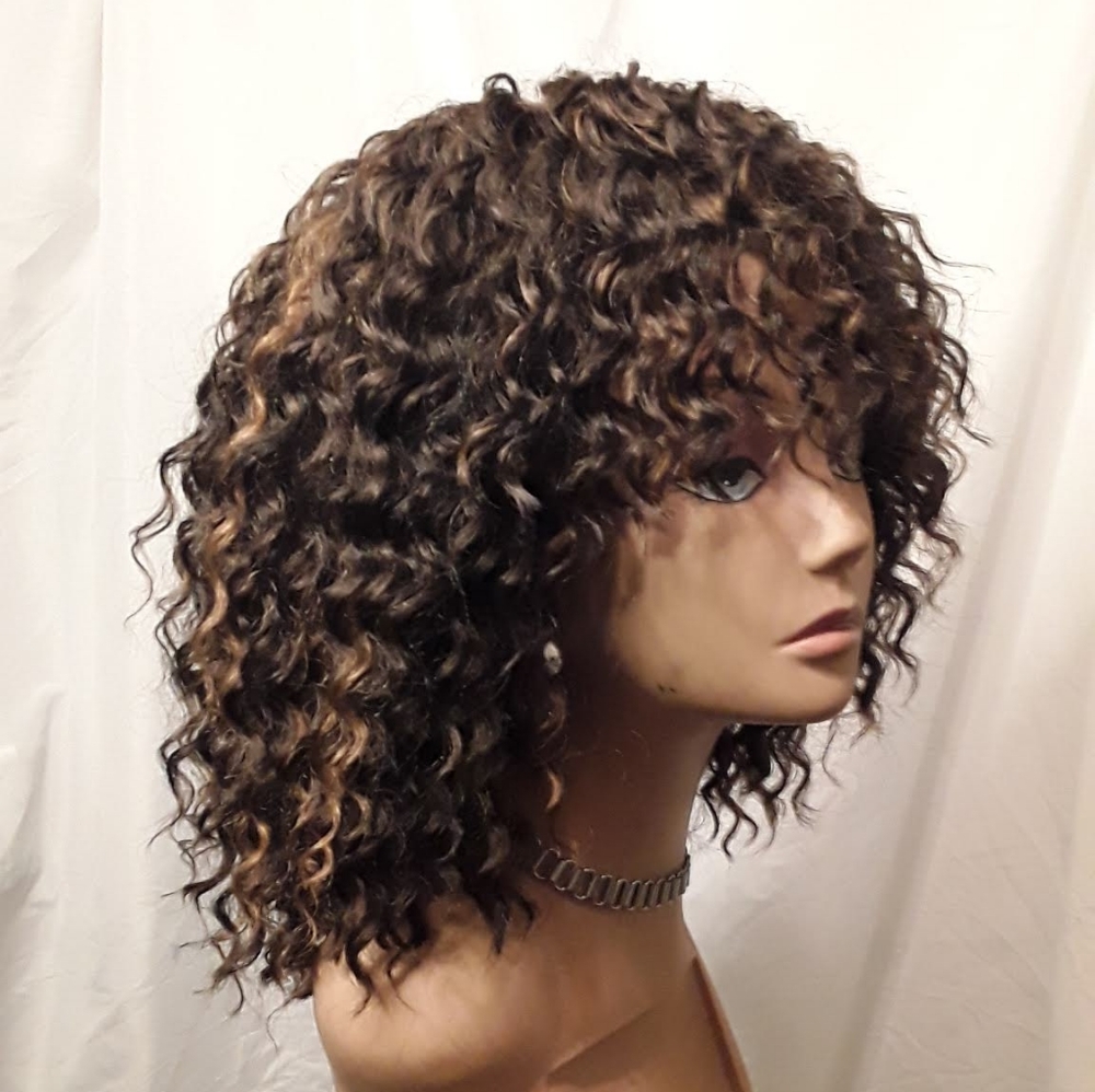 New Handmade Deep Twist Crochet Wig w/Bangs #1b - Picture 2 of 6